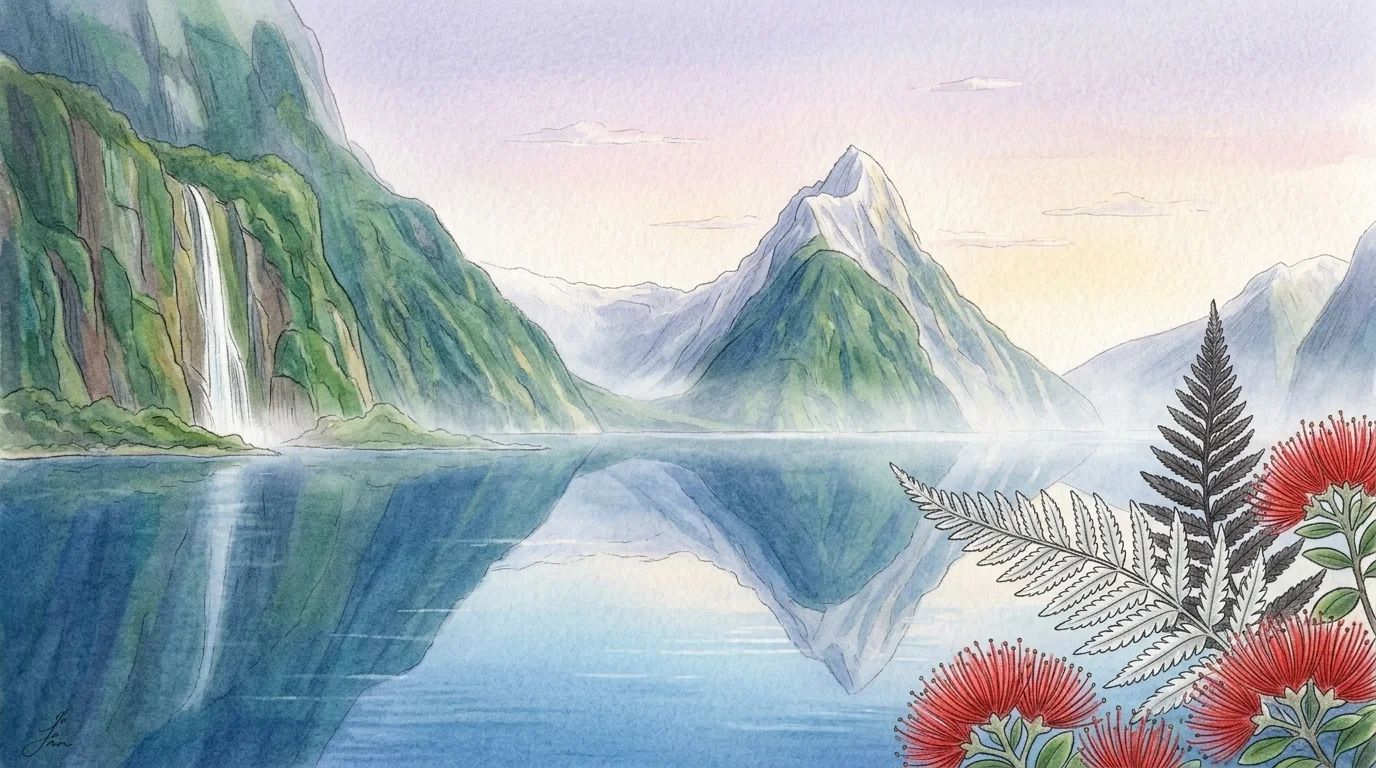 Illustrated travel guide for New Zealand